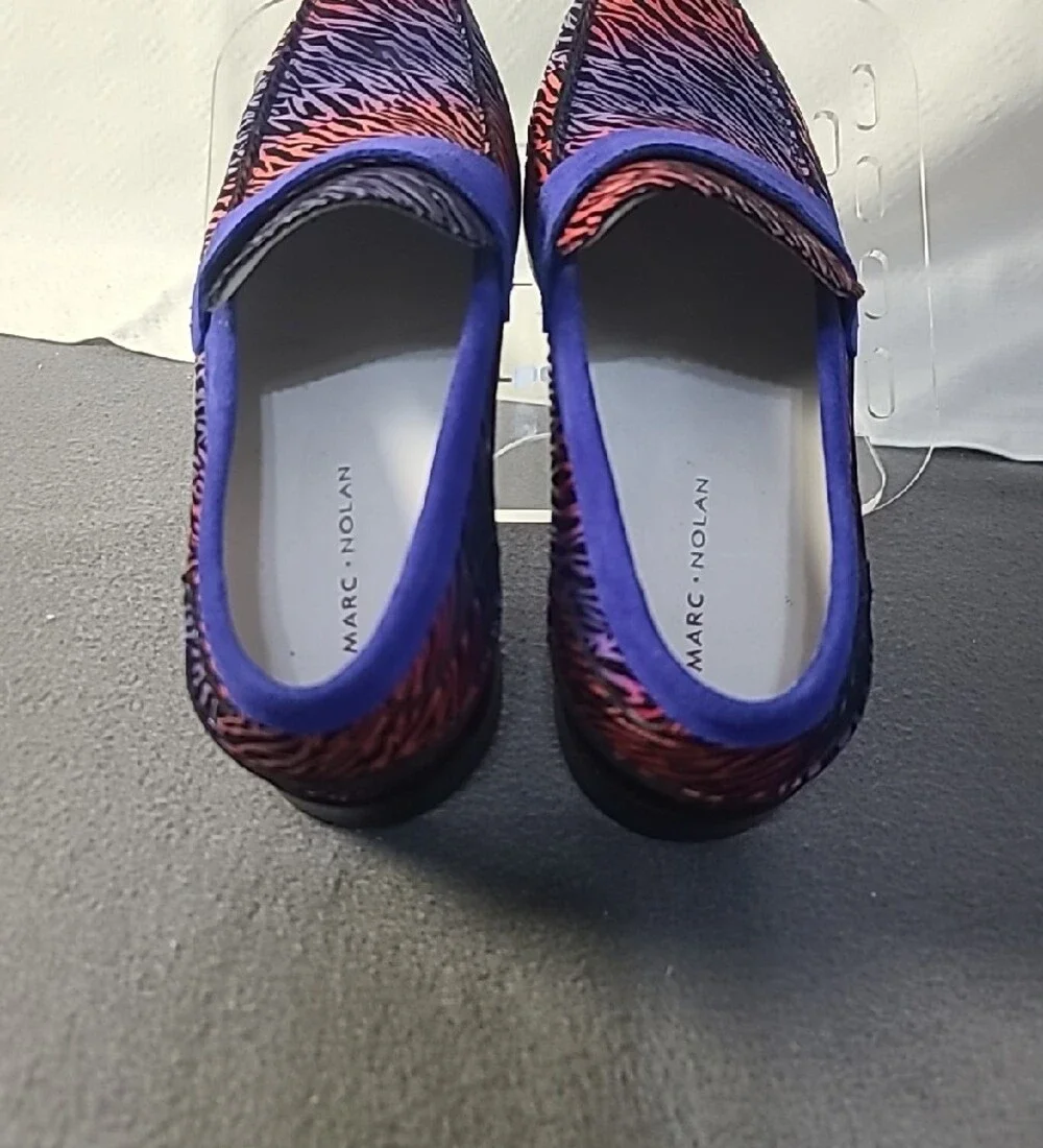 Men's Marc Nolan Slip-On Loafers in Purple and Red Zebra Print